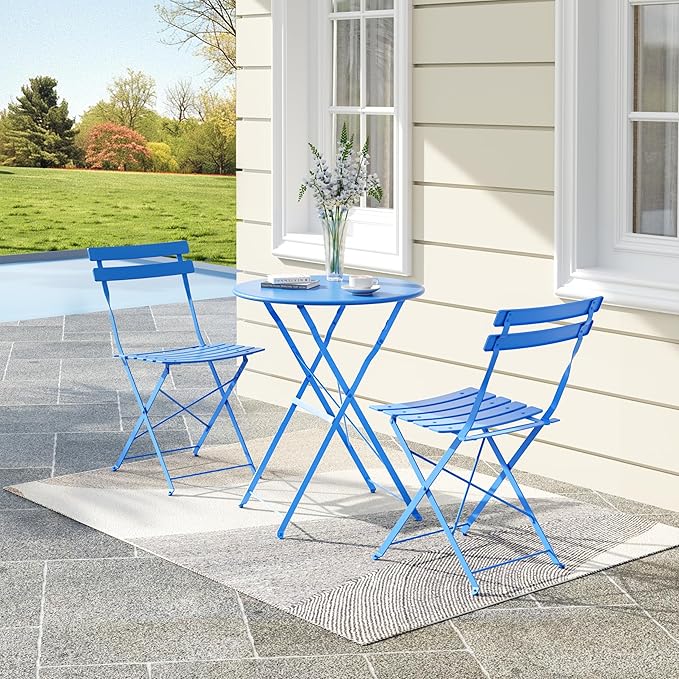 3-Piece Folding Bistro Set, Outdoor Patio Furniture Set - Image 7