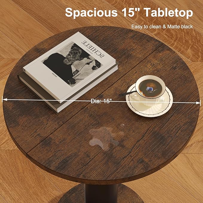 LAATOOREE Round Side Tables Set of 2, Pedestal Drink Table, Spacious Top - Image 7