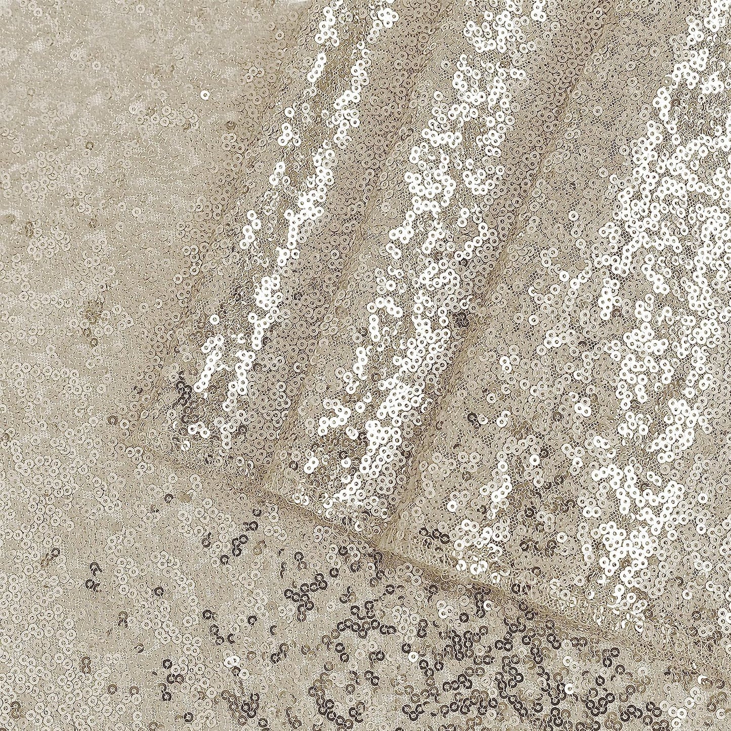 Square Champagne Sequin Tablecloth- 50x50 inch, Seamless Sparkle and Glitter Party Table Cloth, Shiny&Elegant Table Overlays for Wedding Birthday Ceremony Prom Decorations