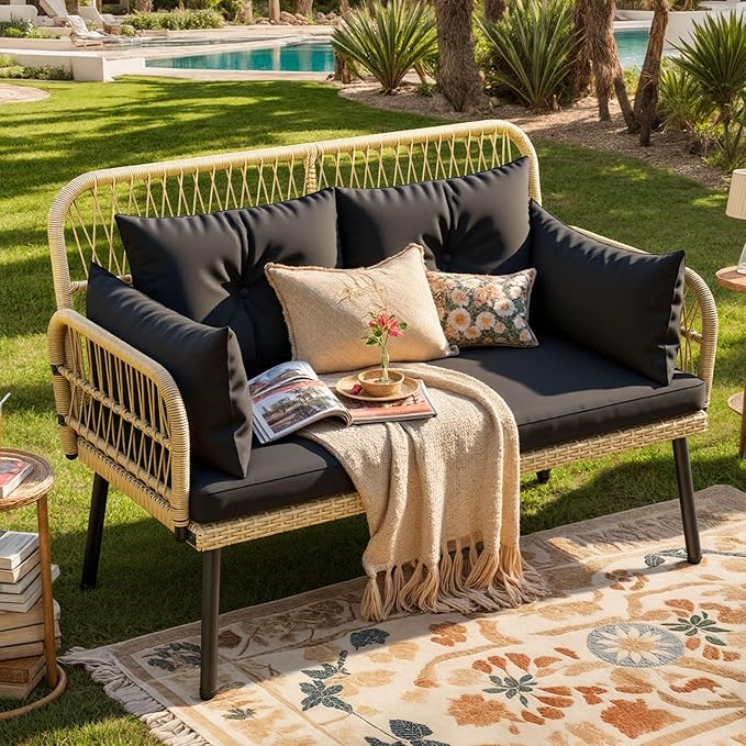 DWVO Outdoor Loveseat, Patio Wicker Furniture Set by DWVO