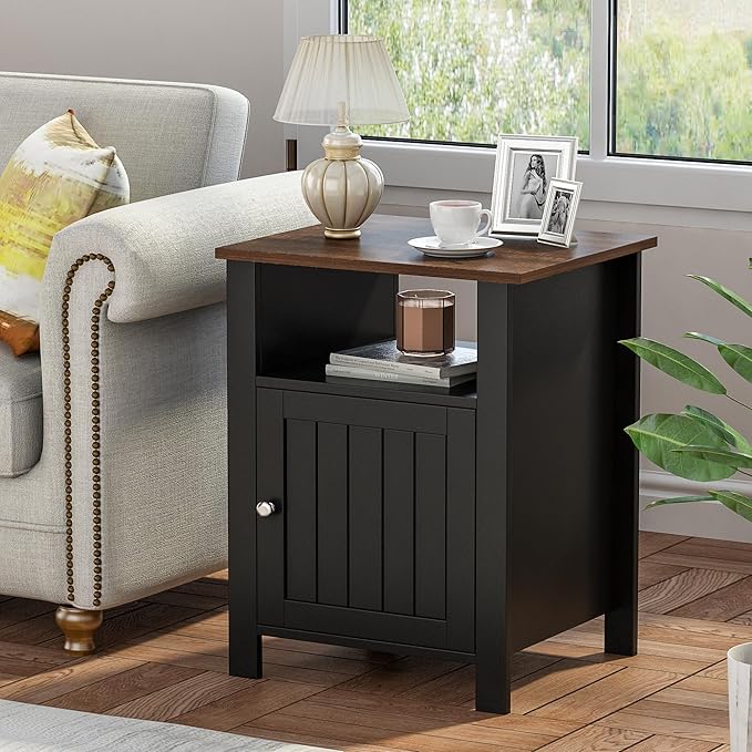 ChooChoo Farmhouse Nightstands Set of 2, Rustic Vintage End Side Table - Image 2