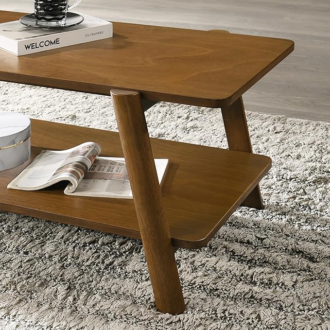 Mid-Century Modern Coffee Table 43 in, Wood Living Room Table - Image 3