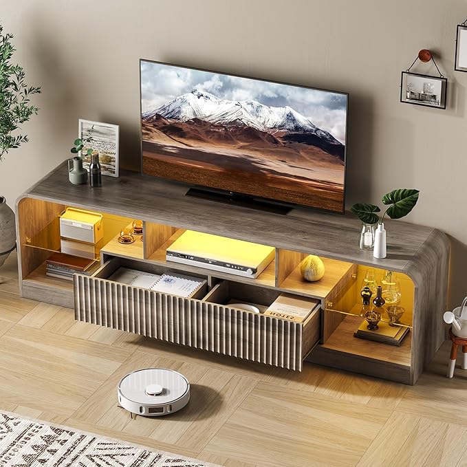 TV Stand for 60/65/70 Inch TVs, Modern Curved TV Console - Image 5