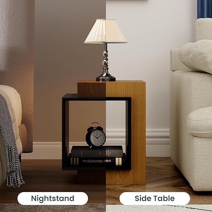 POVISON Minimalist Side Table, 17.71" Wood End Table - Image 7