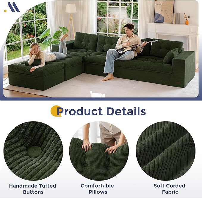 MAXYOYO 132" U Shaped Modular Sectional Sofa - Image 6