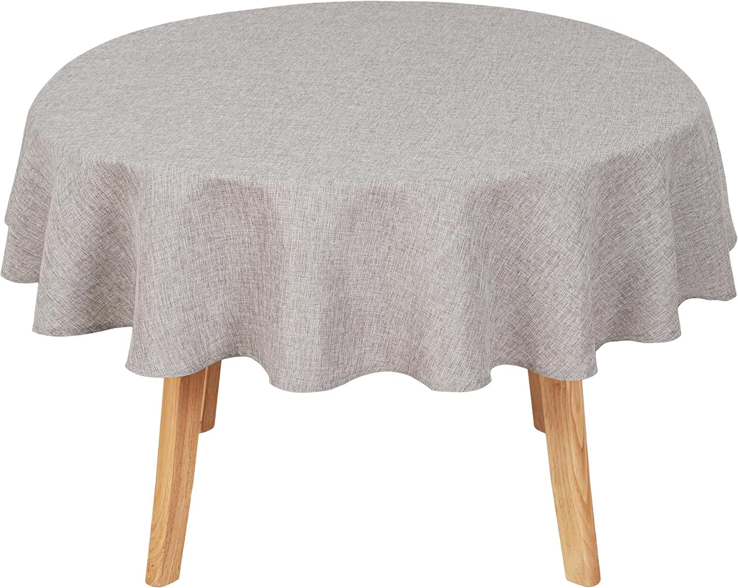 Hiasan Round Linen Tablecloth 50 Inch - Wrinkle and Stain Resistant Washable Polyester Fabric Table Cloth for Dining Room Kitchen Party, Stone