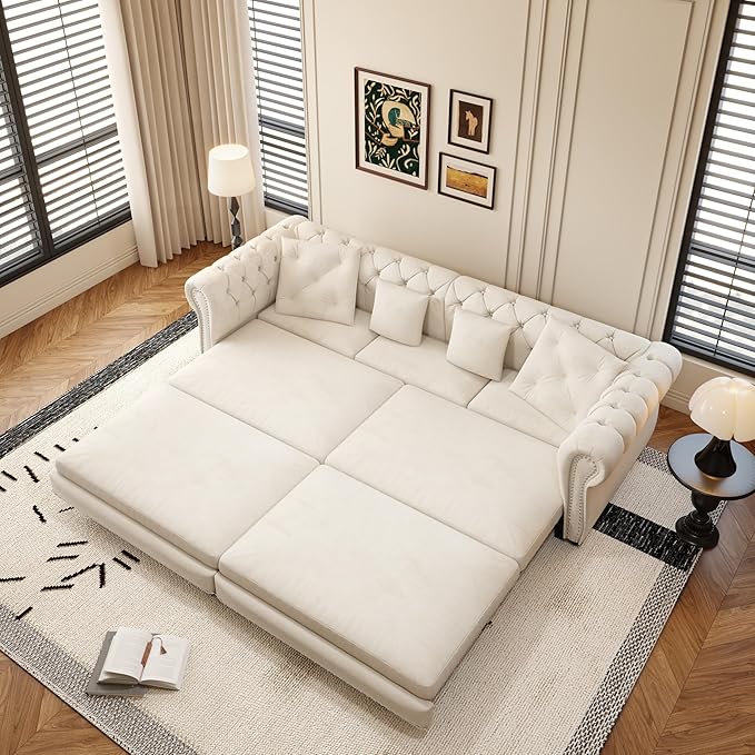 89" Velvet Pull Out Couch Bed - Image 7