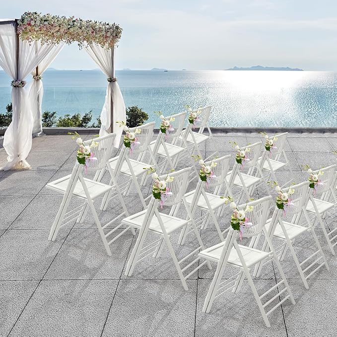 VINGLI Bamboo Folding Chair, Foldable Dining Wood Chairs Comfortable Seat - Image 8