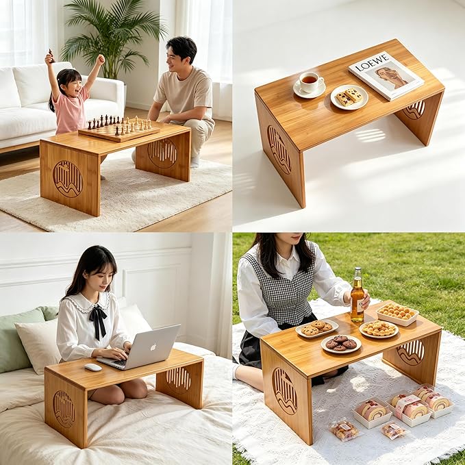 Folding Coffee Table, Foldable Japanese Floor Table No Assembly, Low Coffee - Image 8