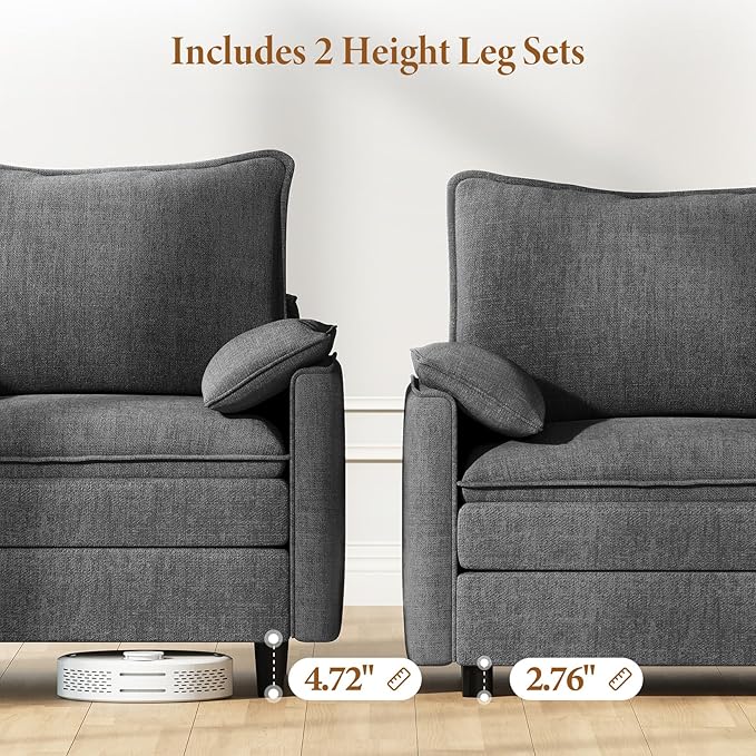 Vesgantti 108" Sectional Sleeper Sofa, 6-Seater Oversized Modular Cloud Couch - Image 3