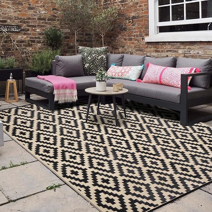 SAND MINE Waterproof Outdoor Rug 8x8 ft, Plastic Reversible Rug, Modern Area Rug - Image 7
