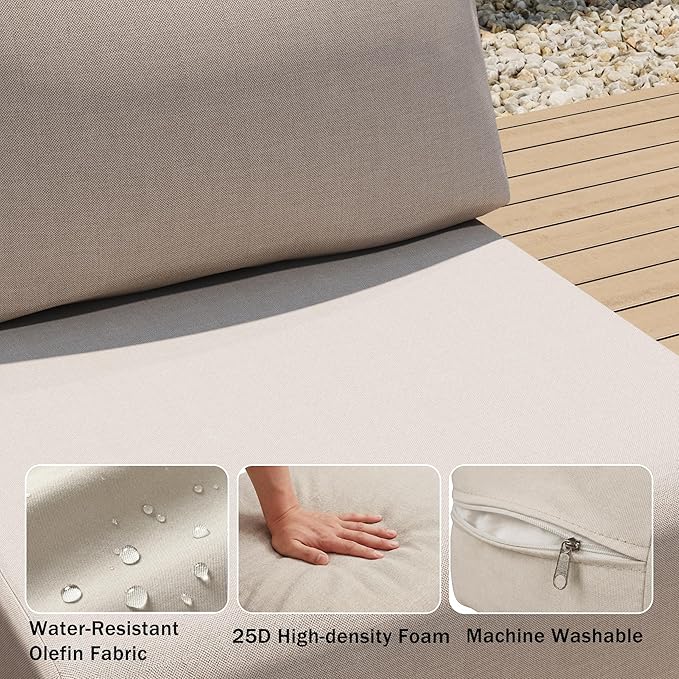 3-Piece Patio Conversation Set, Outdoor Sectional Sofa Wicker Furniture - Image 4