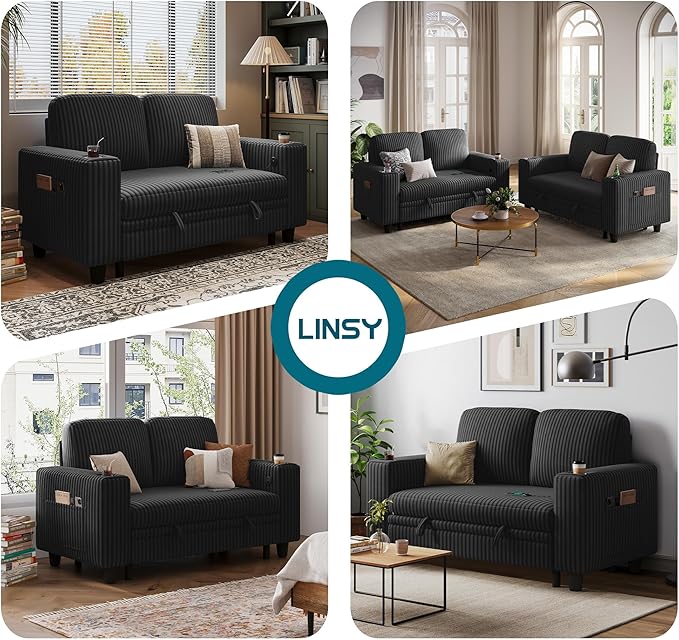LINSY HOME Loveseat Sofa with Storage - Image 4