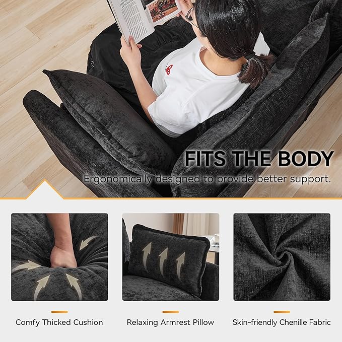 113'' V Shaped Cloud Sectional Sofa, Oversized Deep Seat Couches - Image 4