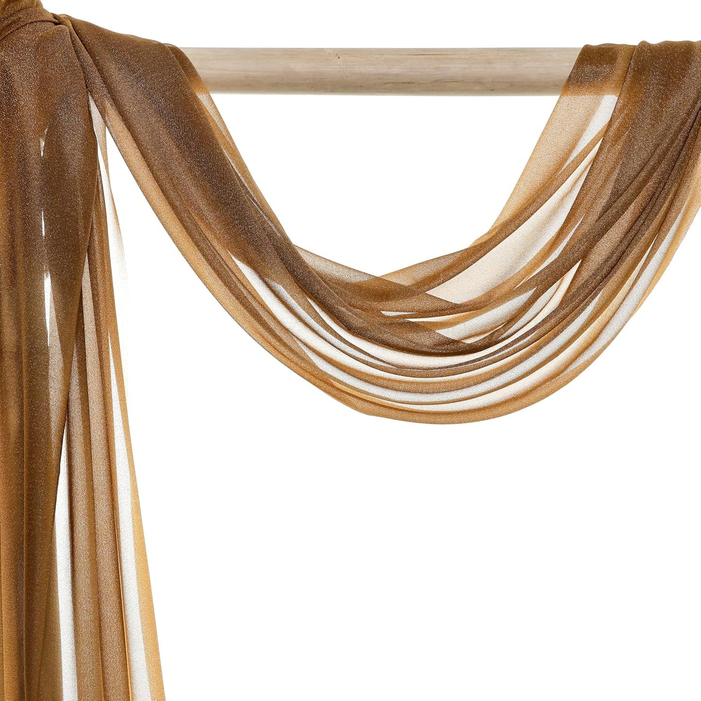 VDS Pack of 2 Panel (30 Inch X 50 Feet) Wedding Arch Draping Fabric Sheer Chiffon Fabric Drapery for Wedding Ceremony Reception Swag Backdrop Canopy Chuppah ARBO Altars Decoration (Mocha)