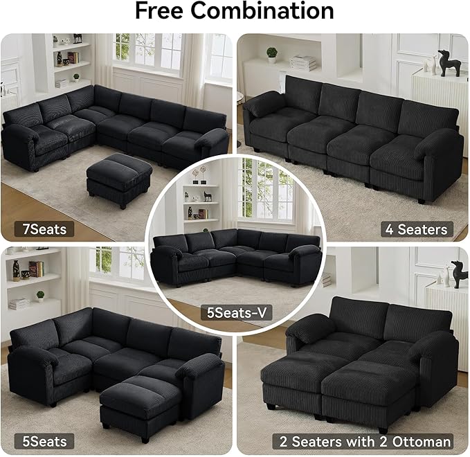 114'' Sectional 4 Seater Couch, Oversized Modular Couches - Image 7