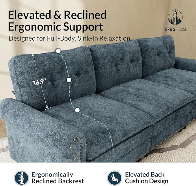 HERA'S HOUSE 73.2" Mid-Century Modern Loveseat, Oversized Sectional Couch - Image 8