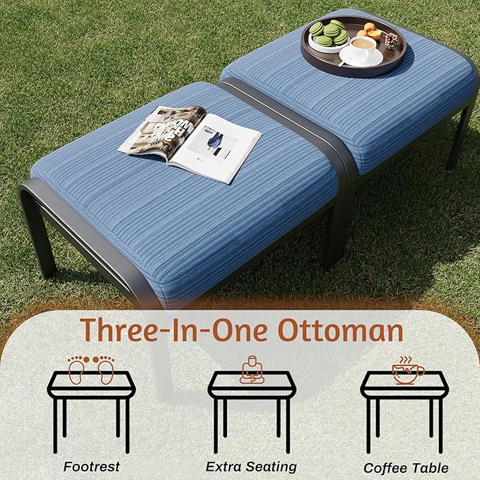 HOMREST Patio Furniture Sets 7 PCS Outdoor Metal Conversation Sets, 360 Degree - Image 8
