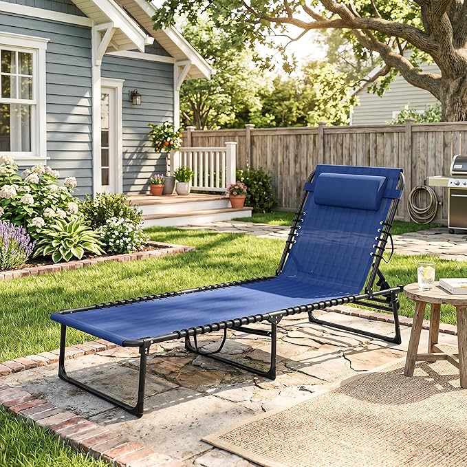 Outsunny Folding Chaise Lounge Chair, Patio Sun Tanning Chair, Outdoor Chaise - Image 10
