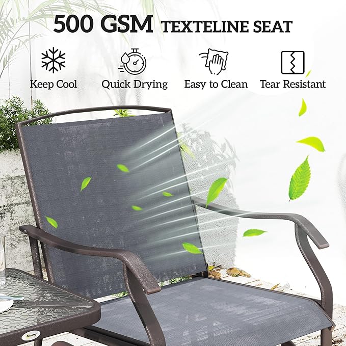 Outsunny 3 Piece Outdoor Glider Chair - Image 4