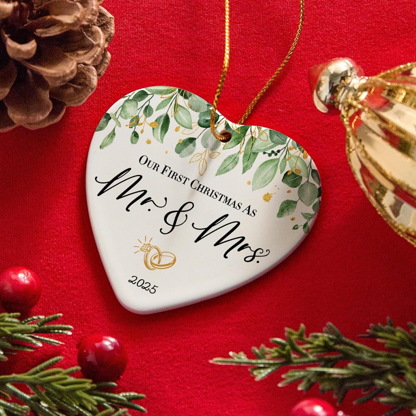 Wedding Gifts for Couples 2025,First Christmas Married Ornament 2025 Mr and Mrs Gifts,Bridal Shower Gift,Just Married Gift for Newlywed Couple Bride