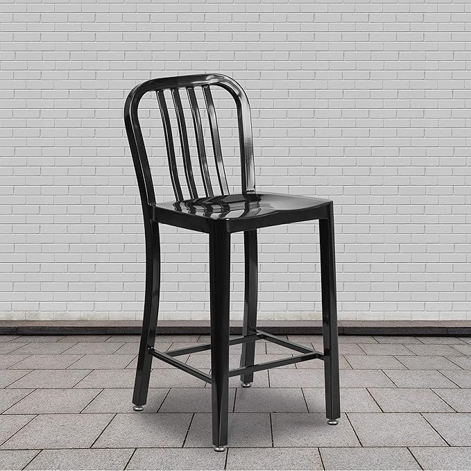 Flash Furniture Gael Commercial Grade 2 Pack 24" High Black Metal - Image 2
