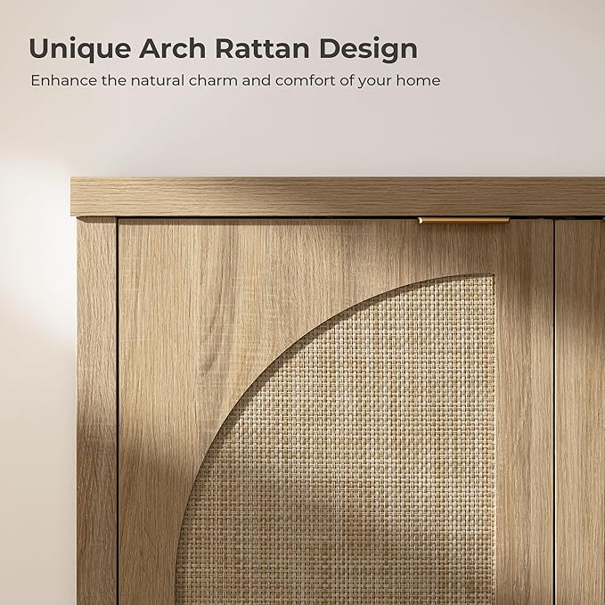 SICOTAS Rattan Sideboard Buffet Cabinet - Image 6