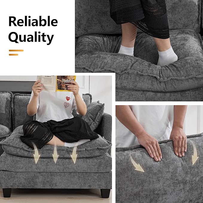 35‘’ Modern Chenille Cloud Sofa Ottoman, Rectangle Ottoman - Image 4