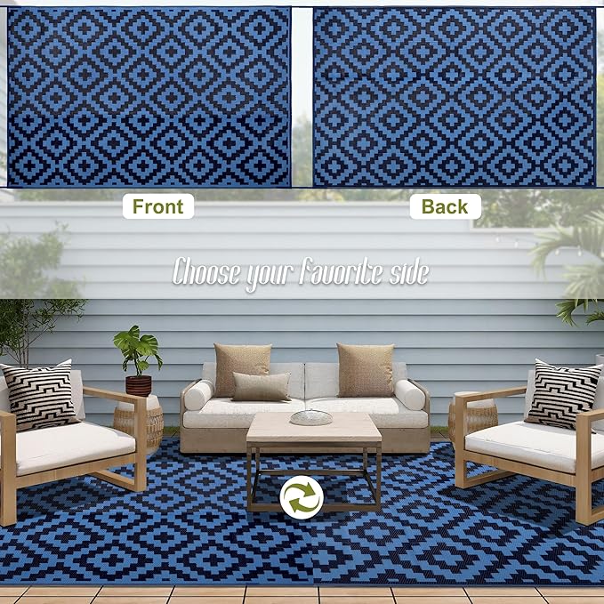 SAND MINE Reversible Mats, Plastic Straw Rug, Modern Area Rug, Large Floor Mat - Image 3