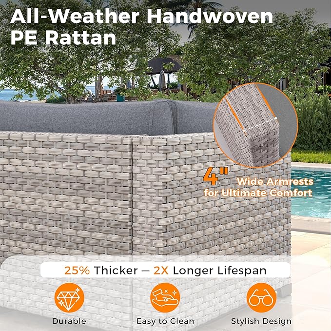 10-Seat Outdoor Wicker Patio Furniture Set - Image 4