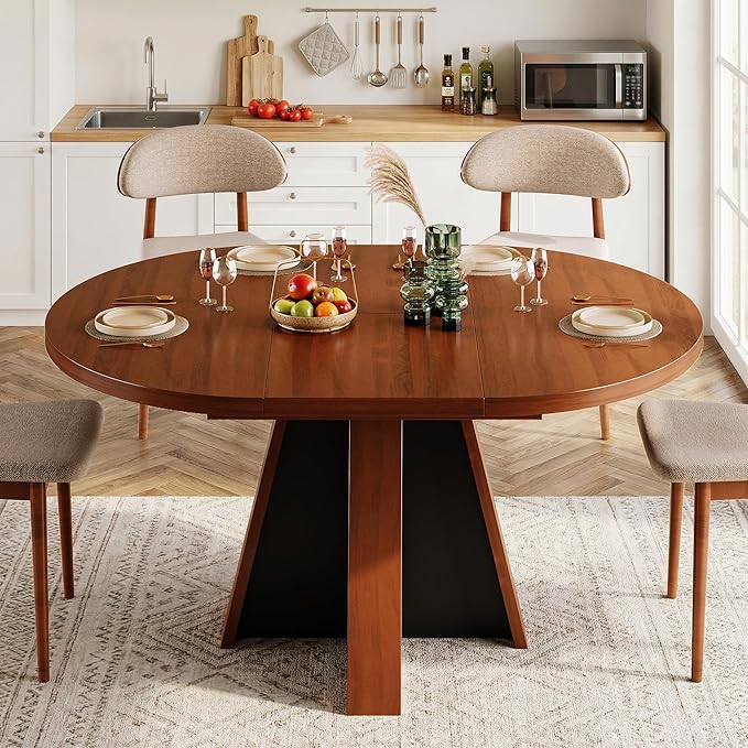 iPormis 43.3in-59in Extendable Round Dining Table - Image 4