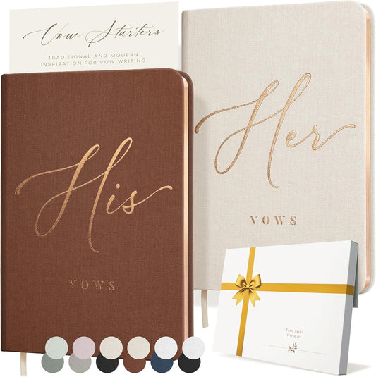 ARTESORI Vow Books His and Hers - Linen Wedding Vow Books Perfect as Bride & Groom Gifts, Wedding Registry Ideas - His & Hers Gifts Wedding Vow Book - Wedding Essentials & Accessories