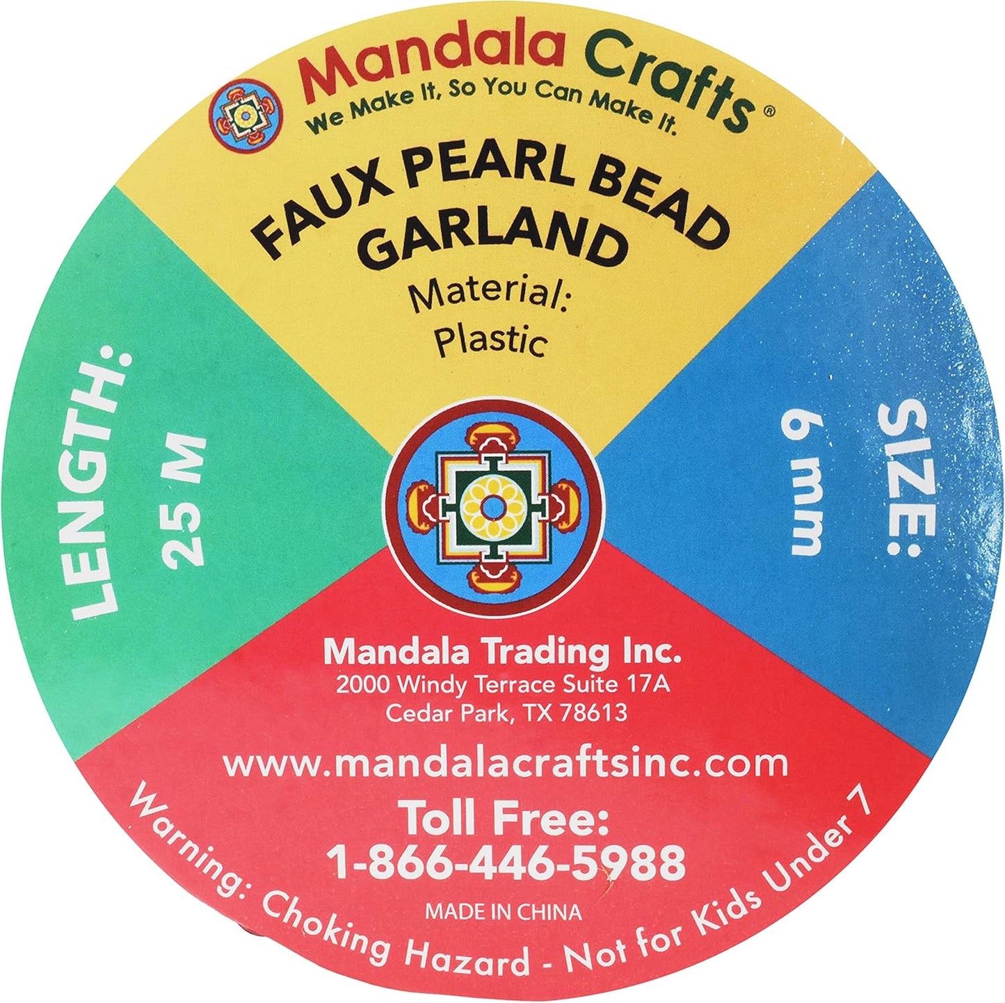 Mandala Crafts 6mm Faux Teal Pearl Beads Roll - 27 Yards Strand of Fake Pearls Chain Garlands Spool String for Christmas Tree, Wedding, Party, Vases, DIY Decoration