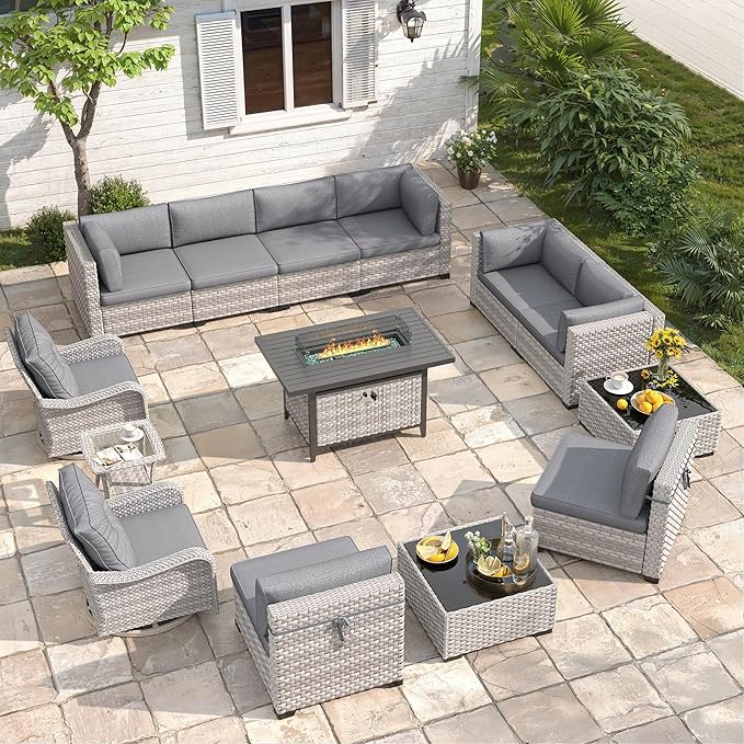 10-Seat Outdoor Wicker Patio Furniture Set by MASIONBACKYARDS