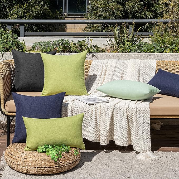 MIULEE Pack of 2 Decorative Outdoor Solid Waterproof Throw Pillow Covers Euro - Image 7