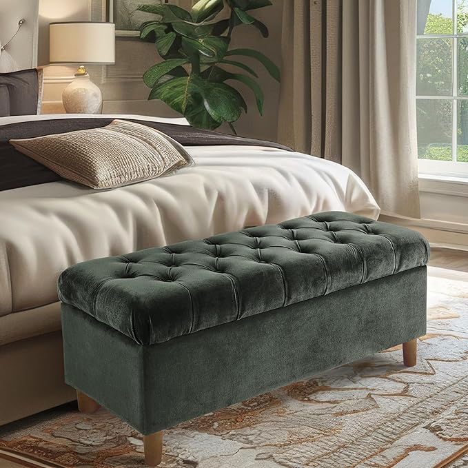 Homepop Home Decor | Tufted Ainsley Button Storage Ottoman Bench - Image 2