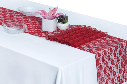 MDS Pack of 12 Wedding 12 x 108 inches Satin Table Runner for Wedding, Decorations for Birthday Parties, Banquets, Graduations, Engagements, Runners fit Rectangle, Round Table- Apple red