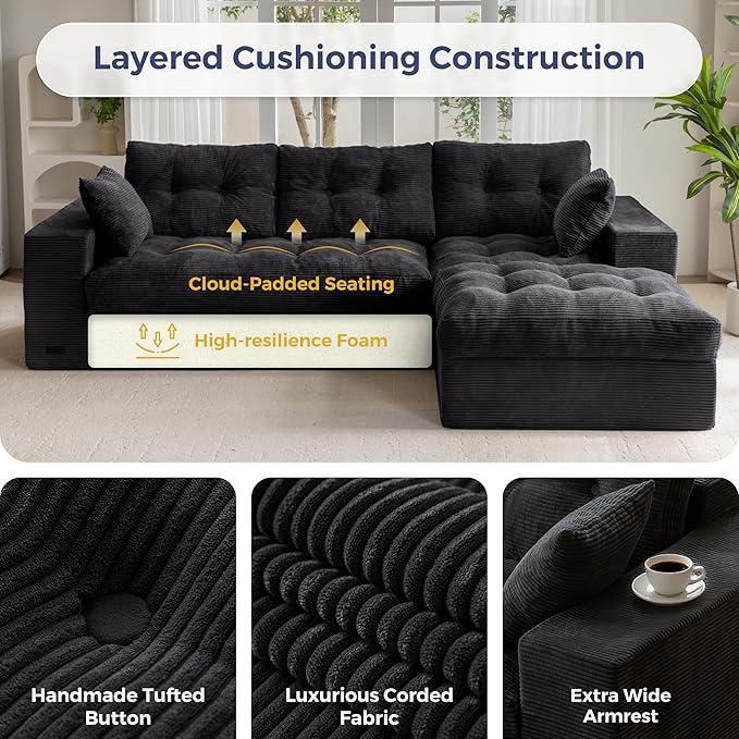 MAXYOYO 104" L Shaped Modular Sectional Sofa - Image 7