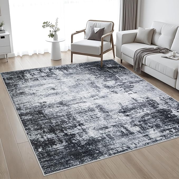 6x6 Area Rug Living Room Rug: Washable Modern Abstract Soft Thin Rug Indoor - Image 2