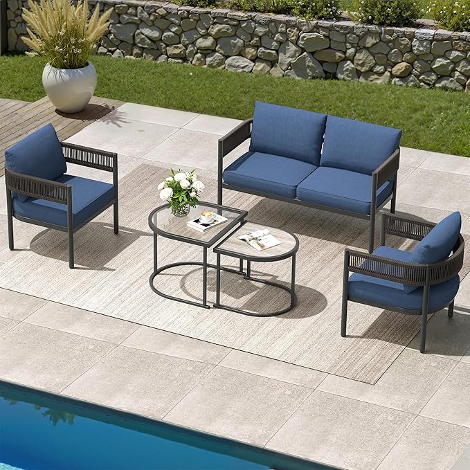 Grand patio 5-Piece Outdoor Furniture Set, 4 Seats Wicker Sofa Conversation Set - Image 8