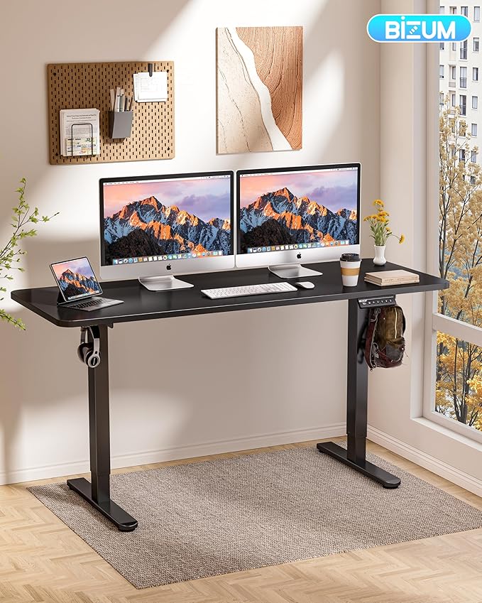 BIZUM Electric Standing Desk 63 x 24 Inch Computer Desk-Gaming Desk Black Home - Image 2