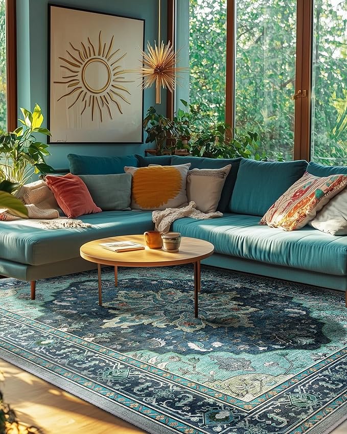 RELEANY Area Rugs 6'x9' Washable Non-Slip, Floral Vintage Distress Print - Image 4
