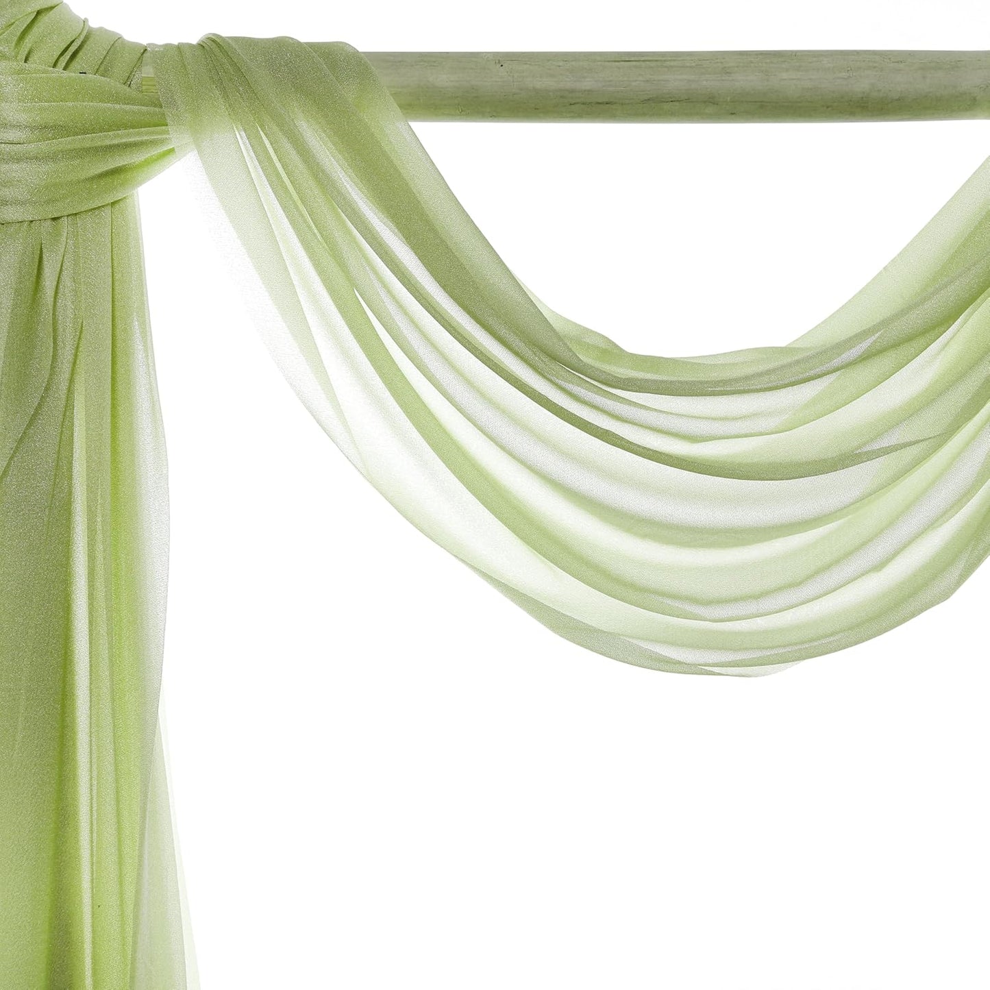 VDS Pack of 2 Panel (30 Inch X 30 Feet) Wedding Arch Draping Fabric Sheer Chiffon Fabric Drapery for Wedding Ceremony Reception Swag Backdrop Canopy Chuppah ARBO Altars Decoration (Sage Green)