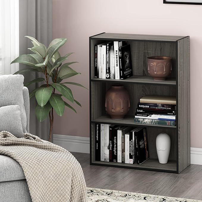 Furinno PASIR Book Shelf, 3-Tier Bookshelf, Storage Shelves Bookcase, 9.7 x - Image 2