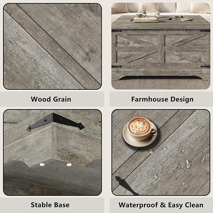 Furnideco 35.5''W Square Coffee Table Farmhouse Lift top Coffee Table - Image 6