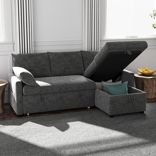 Sofa Bed, Apartment and Hotel, Dark Gray | Chenille Fabric by Winlice