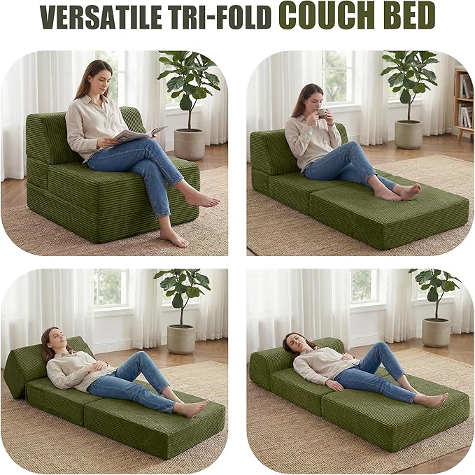 Kasunpul Folding Sofa Bed with Pillow, Memory Foam Fold Out Chair Bed, - Image 3