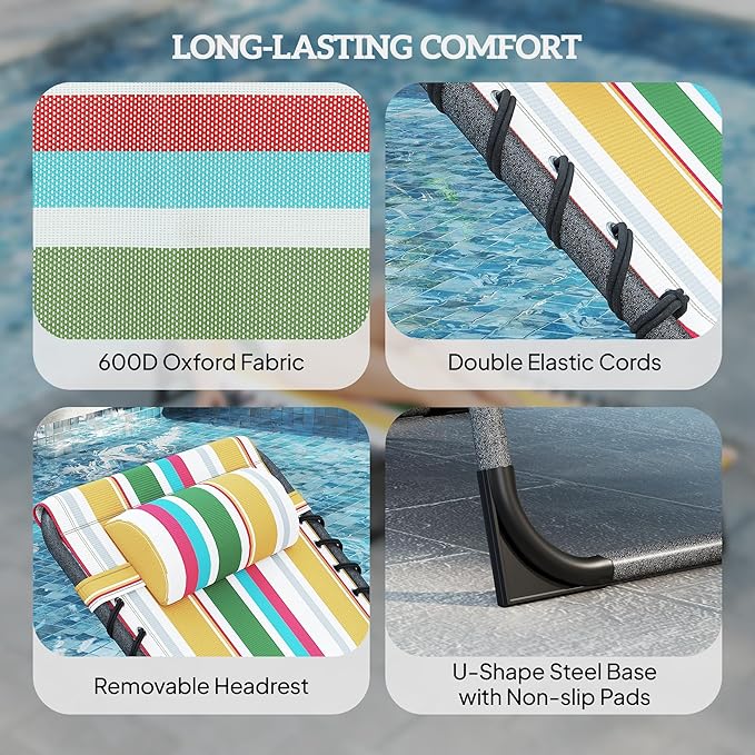 Outsunny Folding Chaise Lounge Chair Outdoor Tanning Chair - Image 5