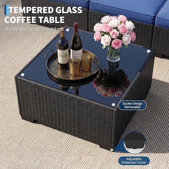 7-Piece Outdoor Patio Furniture Set, Modular Sectional Sofa - Image 3