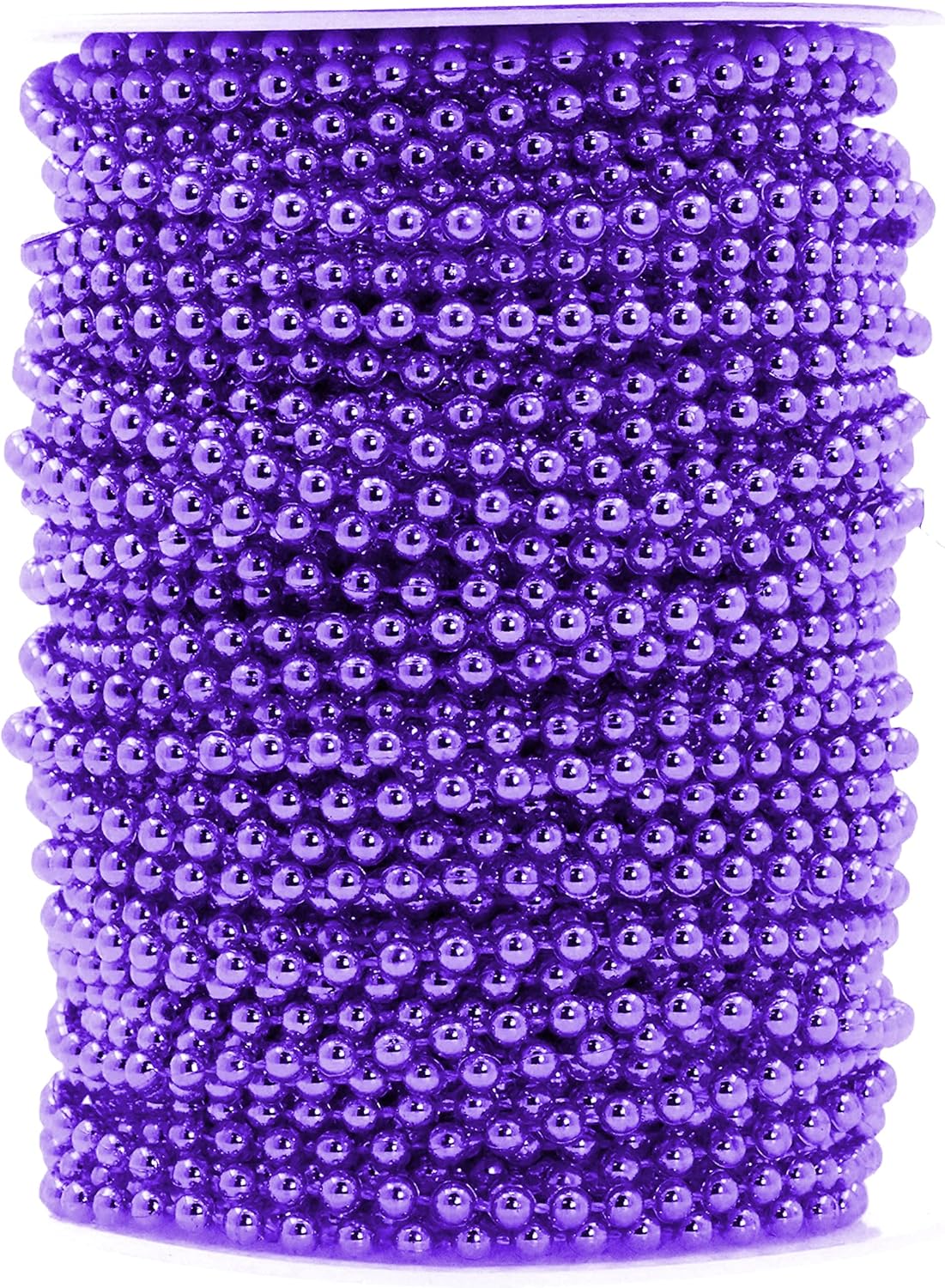 Mandala Crafts 4mm Faux Purple Pearl Beads Roll - 44 Yards Strand of Fake Pearls Chain Garlands Spool String for Christmas Tree, Wedding, Party, Vases, DIY Decoration